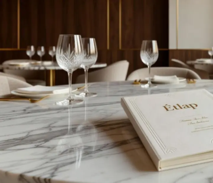 Elegáns, megterített fine dining asztal a nooventra étteremben